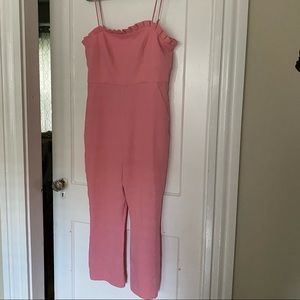 BCBGeneration Ruffle Square Neck Flare Jumpsuit